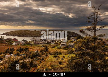 Villaggio   Monhegan Island, Maine, Stati Uniti d'America Foto Stock