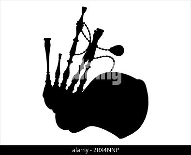 Bagpipe silhouette vettoriale art sfondo bianco Illustrazione Vettoriale