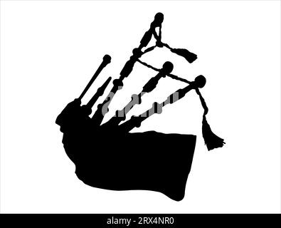 Bagpipe silhouette vettoriale art sfondo bianco Illustrazione Vettoriale