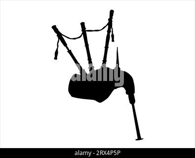 Bagpipe silhouette vettoriale art sfondo bianco Illustrazione Vettoriale