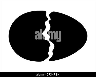 Immagine vettoriale della silhouette dell'uovo rotta su sfondo bianco Illustrazione Vettoriale