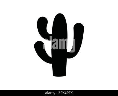 Cactus silhouette grafica vettoriale sfondo bianco Illustrazione Vettoriale