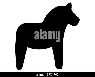 Dala Horse silhouette Vector art sfondo bianco Illustrazione Vettoriale