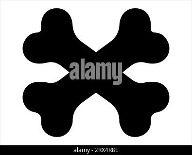 Sfondo bianco con silhouette a ossa di cane Illustrazione Vettoriale