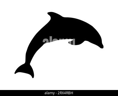 Sfondo bianco con silhouette vettoriale Dolphin Illustrazione Vettoriale