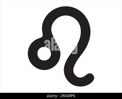 Segno zodiacale Leo silhouette grafica vettoriale sfondo bianco Illustrazione Vettoriale
