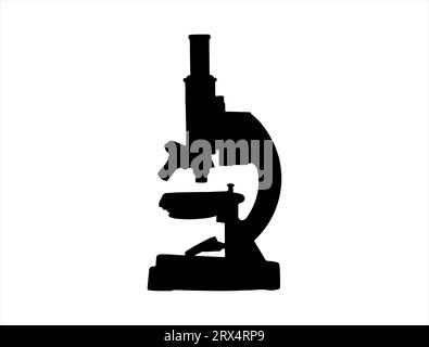 Sfondo bianco con grafica vettoriale della silhouette del microscopio Illustrazione Vettoriale