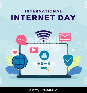 disegno illustrativo flat vector international internet day Illustrazione Vettoriale