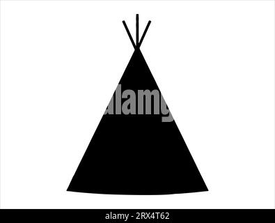 Tenda teepee silhouette grafica vettoriale sfondo bianco Illustrazione Vettoriale