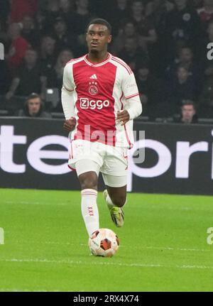 Kenneth Taylor dell'Ajax Amsterdam durante la partita di UEFA League Europa tra l'Ajax Amsterdam e l'Olympique Marsiglia il 21 settembre 2023 allo stadio Amsterdam Arena di Amsterdam, Paesi Bassi. Foto di Laurent Lairys/ABACAPRESS.COM Foto Stock