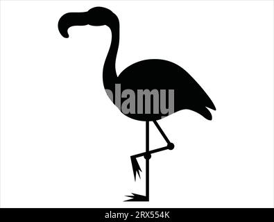 Flamingo silhouette grafica vettoriale sfondo bianco Illustrazione Vettoriale