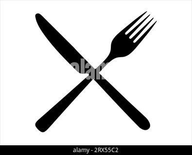 Sfondo bianco vettoriale con silhouette a forchetta e coltello Illustrazione Vettoriale