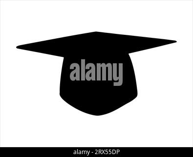 Cappello graduazione silhouette vettoriale con sfondo bianco Illustrazione Vettoriale