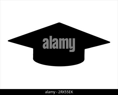 Cappello graduazione silhouette vettoriale con sfondo bianco Illustrazione Vettoriale