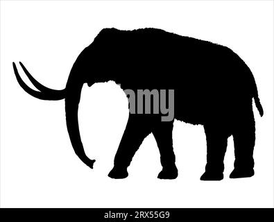 Sfondo bianco vettoriale silhouette Mammoth Illustrazione Vettoriale