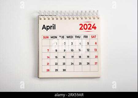 Aprile 2024. Risoluzione, strategia, soluzione, obiettivo, affari e vacanze. Data - mese aprile 2024. Pagina del calendario mensile annuale - aprile 2024 Foto Stock