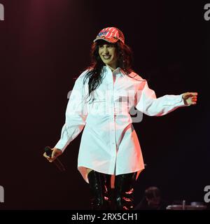 La cantante Natalia Lacunza. Durante la sua esibizione al concerto Spotify Equal Fest al Wizink Center il 22 settembre 2023, a Madrid, in Spagna. Foto Stock