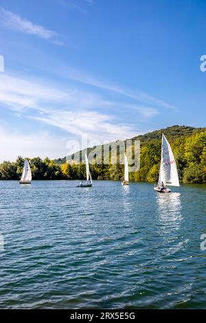 Escursione in tarda estate attraverso la campagna dell'alta Franconia vicino a Bad Staffelstein - Baviera - Germania Foto Stock