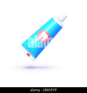 Dentifricio 3d, ottimo design per qualsiasi scopo. Elemento di progettazione. Illustrazione vettoriale del poster del modello Illustrazione Vettoriale
