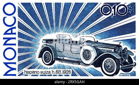 Hispani suiza1926 Auto classica Monaco timbro Illustrazione Vettoriale