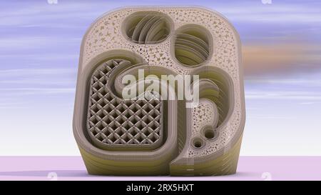 Illustrazione 3D dei simboli presenti nella civiltà Maya, una civiltà mesoamericana che esisteva dall'antichità all'inizio del periodo moderno. Foto Stock