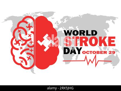 Illustrazione vettoriale sul tema World Stroke Day. Ottobre 29. Adatto per biglietti d'auguri, poster e striscioni. Illustrazione Vettoriale