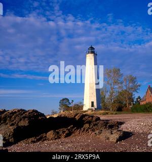 USA, Connecticut, New Haven, Five Mile Point conorhynchos conirostris (1877), Lighthouse Point Park Foto Stock