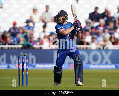 L'inglese Phil Salt batté durante il secondo match internazionale Metro Bank One Day a Trent Bridge, Nottingham. Data immagine: Sabato 23 settembre 2023. Foto Stock