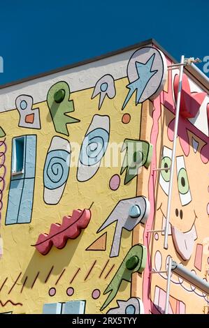 Happy Rizzi House, Magniviertel, dettaglio, architetto James Rizzi, costruito nel 2000, Ackerhof, St. Magnus Viertel, Braunschweig, bassa Sassonia, Germania Foto Stock