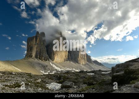 Italia, Clouds over Three Peaks of Lavaredo Foto Stock