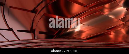 Rame curvatura circolare metallizzata elegante moderna immagine di rendering 3D sfondo immagine di rendering 3D ad alta risoluzione Foto Stock