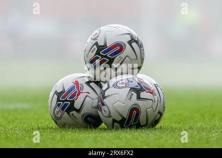 Rotherham, Regno Unito. 23 settembre 2023. Palla in testa alla partita del campionato EFL tra Rotherham United FC e Preston North End all'Aesseal New York Stadium, Rotherham, Regno Unito il 23 settembre 2023 credito: Every Second Media/Alamy Live News Foto Stock