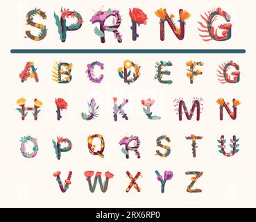 Design tipografico con decorazione floreale a foglia Illustrazione Vettoriale