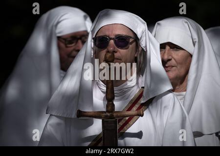 Londra, Regno Unito. 23 settembre 2023. Il British Druid Order celebra l'equinozio autunnale a Primrose Hill. Crediti: Guy Corbishley/Alamy Live News Foto Stock