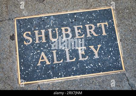 Shubert Alley è considerato il centro geografico del quartiere dei teatri di Broadway a New York City, 2023, USA Foto Stock