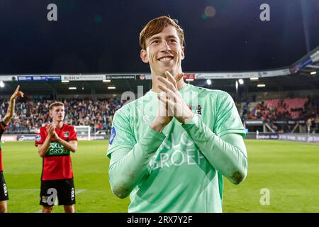 Nijmegen, Paesi Bassi. 23 settembre 2023. NIJMEGEN, PAESI BASSI - 23 SETTEMBRE: Il portiere Robin Roefs del NEC celebra la vittoria delle sue squadre durante l'Eredivisie match olandese tra NEC e FC Utrecht a Goffertstadion il 23 settembre 2023 a Nijmegen, Paesi Bassi. (Foto di Broer van den Boom/Orange Pictures) credito: Orange Pics BV/Alamy Live News Foto Stock