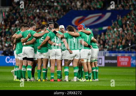 Julien Mattia/le Pictorium - partita di Coppa del mondo di rugby Sud Africa, Irlanda. 16 settembre 2023. Francia/Senna-Saint-Denis/Saint-Denis - gli irlandesi durante il primo confronto tra Sud Africa e Irlanda in una Coppa del mondo di rugby, allo Stade de France, il 23 settembre 2023. Crediti: LE PICTORIUM/Alamy Live News Foto Stock