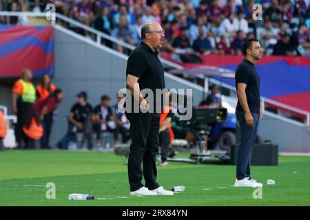 23 settembre 2023; Estadi ol&#xed;mpic LLU&#xed;S Companys, Barcellona, Spagna, la Liga spagnola, Barcellona contro Celta Vigo; Rafa Benitez, manager del Celta Foto Stock