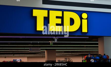 Varsavia, Polonia. 21 settembre 2023. Cartello Tedi Company cartello Tedi Foto Stock