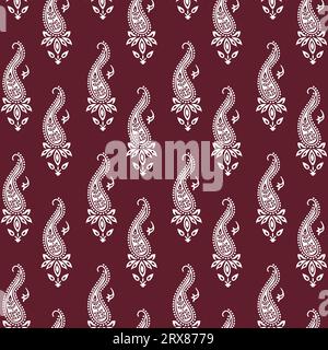 Un vivace motivo paisley su un ricco sfondo marrone Illustrazione Vettoriale