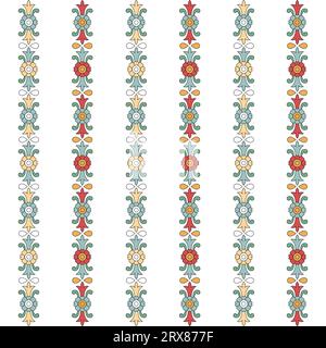 Bordi vivaci a righe con un bellissimo design floreale Illustrazione Vettoriale