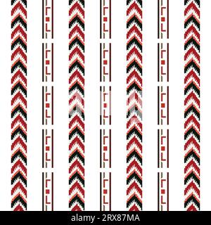 Bordo di un motivo contenente una riga di frecce rosse e nere su sfondo bianco Illustrazione Vettoriale