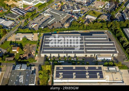 Vista aerea, Hammer Straße Industrial Park, Gebhardt-Stahl GmbH, Werl, Werl-Unnaer Börde, Renania settentrionale-Vestfalia, Germania, DE, Europa, fotovoltaico, Foto Stock