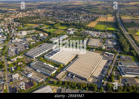 Vista aerea, Hammer Straße Industrial Park, Gebhardt-Stahl GmbH, Werl, Werl-Unnaer Börde, Renania settentrionale-Vestfalia, Germania, GERMANIA, Europa, ente commerciale Foto Stock