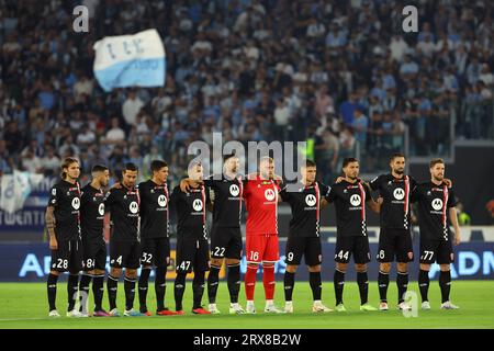 Roma, Italia. 23 settembre 2023. Roma, Italia 23.09.2023: Minuto di silenzio in memoria di Giorgio Napolitano nella partita di calcio Italia serie A TIM 2023-2024 giorno 5 tra SS Lazio vs AC Monza allo Stadio Olimpico di Roma. Credito: Agenzia fotografica indipendente/Alamy Live News Foto Stock