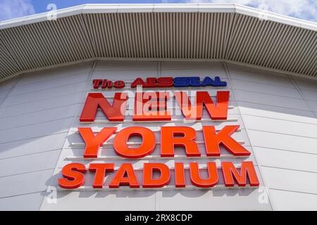 Rotherham, Regno Unito. 23 settembre 2023. Vista generale fuori dallo stadio durante la partita Rotherham United FC contro Preston North End FC Skybet EFL Championship all'Aesseal New York Stadium, Rotherham, Regno Unito il 23 settembre 2023 credito: Every Second Media/Alamy Live News Foto Stock