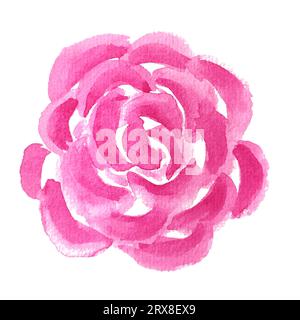 Fiori di rosa ad acquerello disegnati a mano in stile astratto per l'uso in disegni con logo, matrimoni, festività e compleanni. Decorazione a margherita rosa con elemet isolato Foto Stock