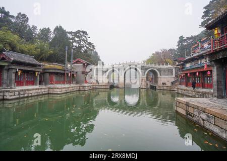 Ponte in pietra a tre fori, Suzhou Street, Palazzo estivo, Pechino Foto Stock