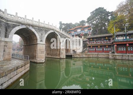 Ponte in pietra a tre fori, Suzhou Street, Palazzo estivo, Pechino Foto Stock