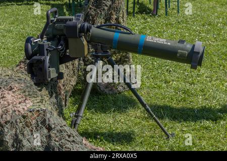 Lanciatori anticarro SPIKE nell'esercito polacco. Presentazione pubblica dei sistemi d'arma polacchi, esercito polacco, Polonia Foto Stock